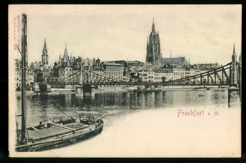 Relief-AK Alt-Frankfurt, Uferpartie mit Dom