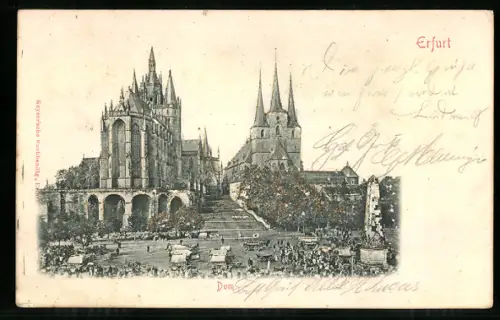 Relief-AK Erfurt, Dom, Severikirche und Denkmal