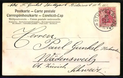 Relief-AK Stuttgart, Rathaus mit Strassenpartie