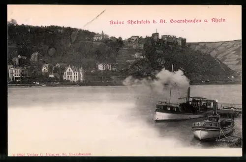 Relief-AK St. Goarshausen a. Rhein, Ruine Rheinfels