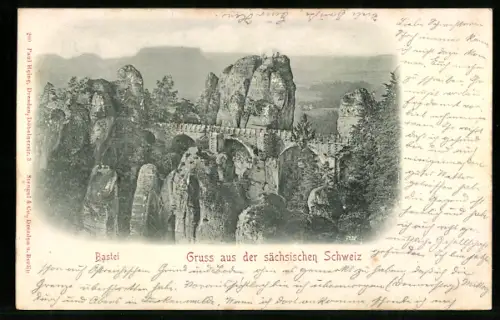 Relief-AK Bastei /Sächsische Schweiz, Basteibrücke