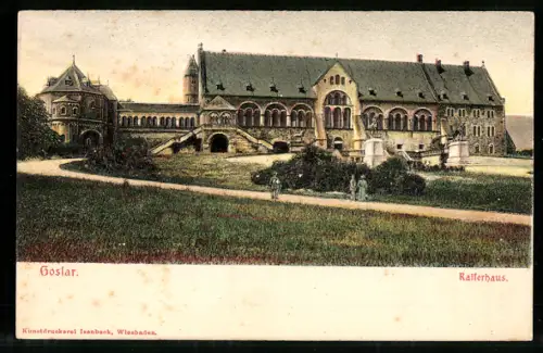 Relief-AK Goslar, Kaiserhaus mit Feldweg