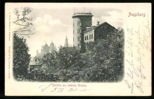 Relief-AK Augsburg, Partie am unteren Graben