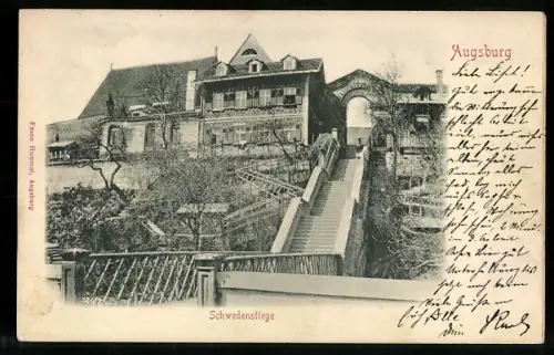 Relief-AK Augsburg, Schwedenstiege