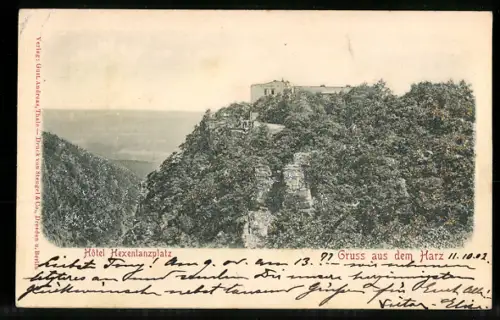 Relief-AK Thale /Harz, Hotel Hexentanzplatz