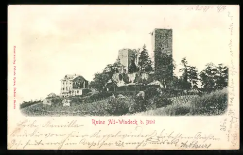 Relief-AK Alt-Windeck b. Bühl, Ruine Alt-Windeck