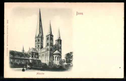 Relief-AK Bonn, Münster mit Strassenpartie