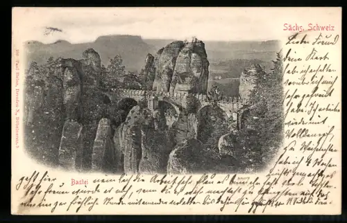 Relief-AK Bastei /Sächs. Schweiz, Basteibrücke