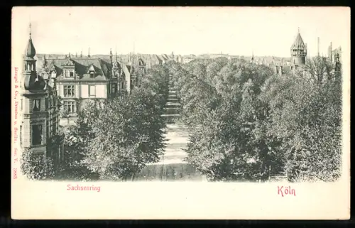 Relief-AK Köln-Neustadt, Strasse Sachsenring