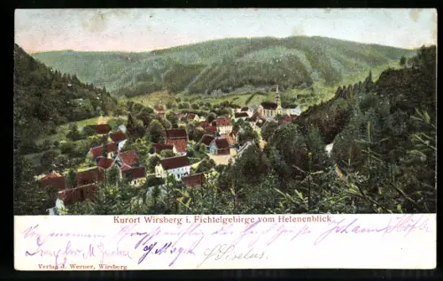 Relief-AK Wirsberg i. Fichtelgebirge, Teilansicht mit Kirche vom Helenenblick