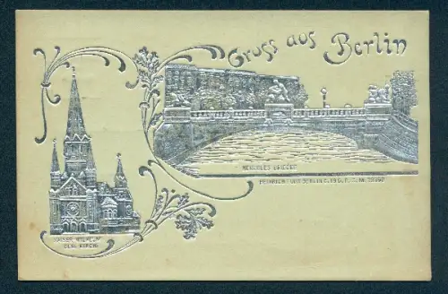 Relief-AK Berlin, Kaiser-Wilhelm-Gedächtniskirche, Herkules-Brücke