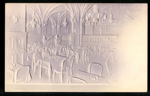 Relief-AK Berlin, Restaurant Weinstuben Kempinski, Innenansicht