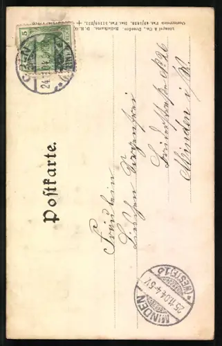 Relief-AK Köln, Rathaus mit Strassenpartie