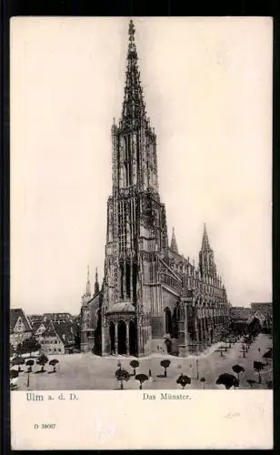 Relief-AK Ulm a. d. D., Münster mit Strassenpartie
