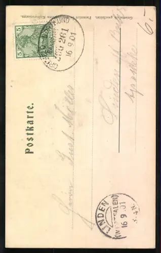 Relief-AK Essen a. d. Ruhr, Rathaus mit Denkmal