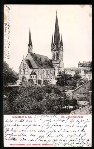 Relief-AK Neustadt i. Sa., St. Jakobikirche