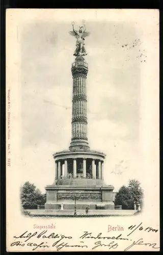 Relief-AK Berlin-Tiergarten, Siegessäule
