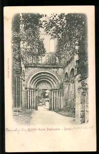 Relief-AK Paulinzella, Kloster-Ruine, Portal