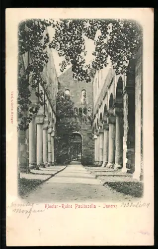 Relief-AK Paulinzella, Inneres der Kloster-Ruine