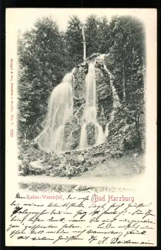 Relief-AK Bad Harzburg, Radau-Wasserfall