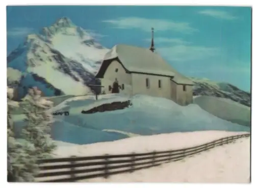 3D-AK Kirche in winterlicher Landschaft