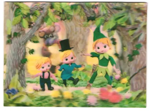 3D-AK Peter Pan mit kleinen Kindern, Bär