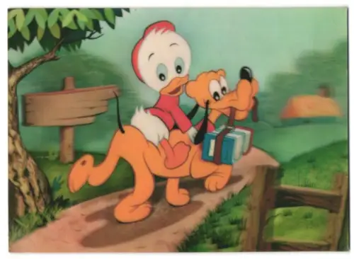 3D-AK Donald Duck auf dem Schulweg