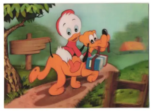 3D-AK Donald Duck auf dem Schulweg