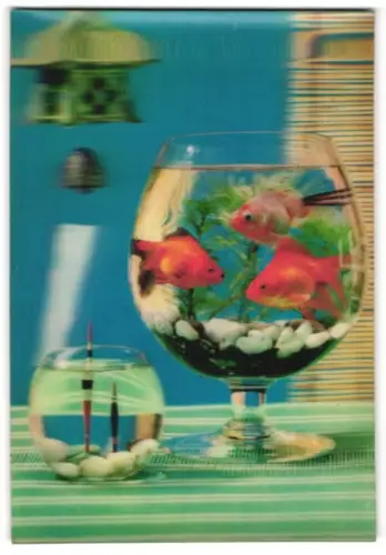 3D-AK Drei Goldfische im Wasserglas