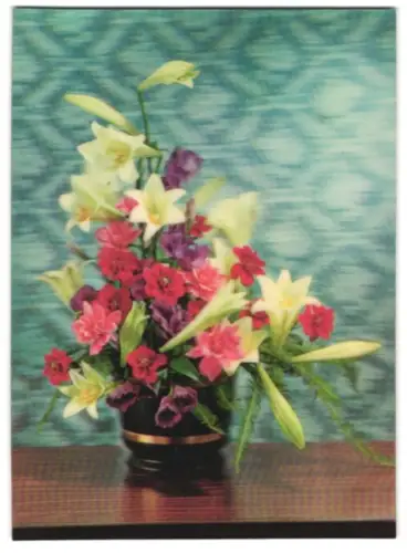 3D-AK Blumenstrauss in einer Vase auf einem Tisch