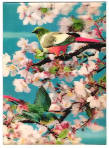 3D-AK Singvogel sitzt auf einem Ast