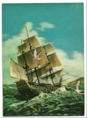 3D-AK Dreimaster auf stürmischer See