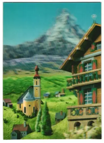 3D-AK Spielzeuglandschaft mit Vulkan