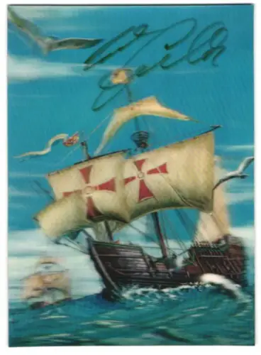 3D-AK Santa Maria unter vollen Segeln