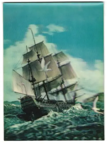 3D-AK Dreimaster auf stürmischer See