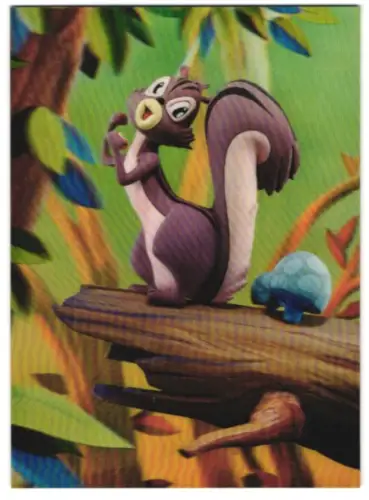3D-AK A Squirrel, Eichhörnchen auf einem Baumstamm