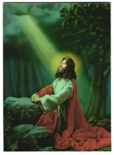 3D-AK Gethsemane, Jesus beim Gebet, Lichtstrahl