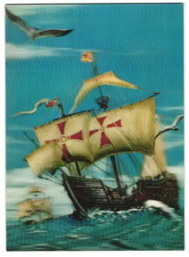 3D-AK Santa Maria unter vollen Segeln
