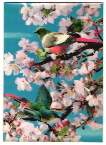 3D-AK Singvogel sitzt auf einem Ast