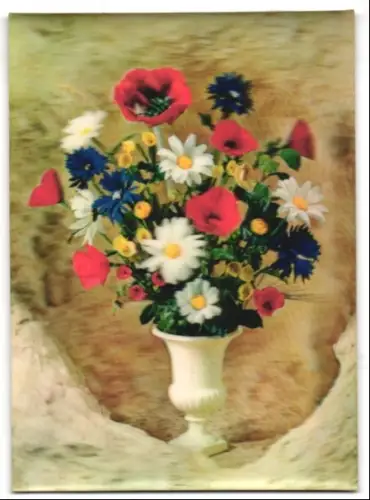 3D-AK bunter Blumenstrauss in einer Vase