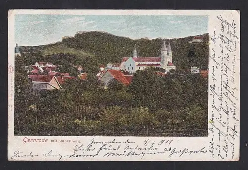 Glitzer-Perl-AK Gernrode, Blick gegen den Stubenberg