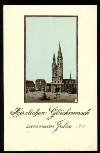 AK Braunschweig, Partie am Hagenmarkt mit Kirche