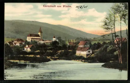 AK Gernsbach, Ortsansicht von Westen
