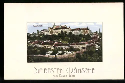 AK Bautzen, Stadtansicht mit Burg und Altstadt