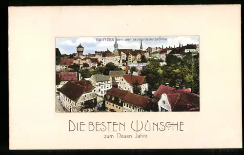 AK Bautzen, Ansicht von der Kronprinzenbrücke