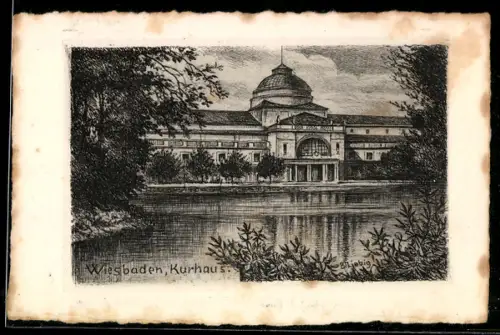 Künstler-AK Bernhard Liebig: Wiesbaden, Ansicht vom Kurhaus