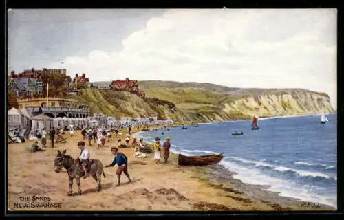 Künstler-AK A. R. Quinton: New Swanage, The Sands