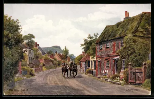 Künstler-AK A. R. Quinton: Beeding /Sussex, Reiter auf einer Landstrasse