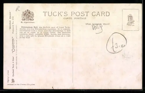 Künstler-AK A. R. Quinton: Suffolk, Helmingham Hall
