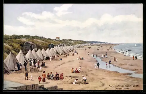 Künstler-AK A. R. Quinton: Mablethorpe, Bathing Tents at North Shore